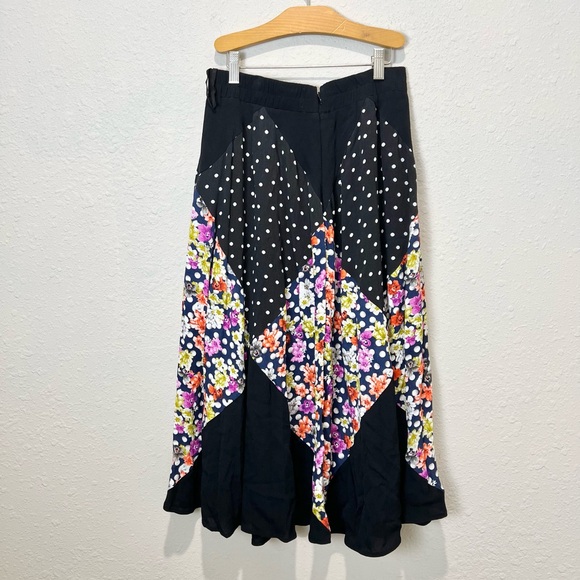 Maeve Diamond Mosaic Midi Skirt Medium Anthropologie Patchwork Multicolor Floral - Picture 6 of 6